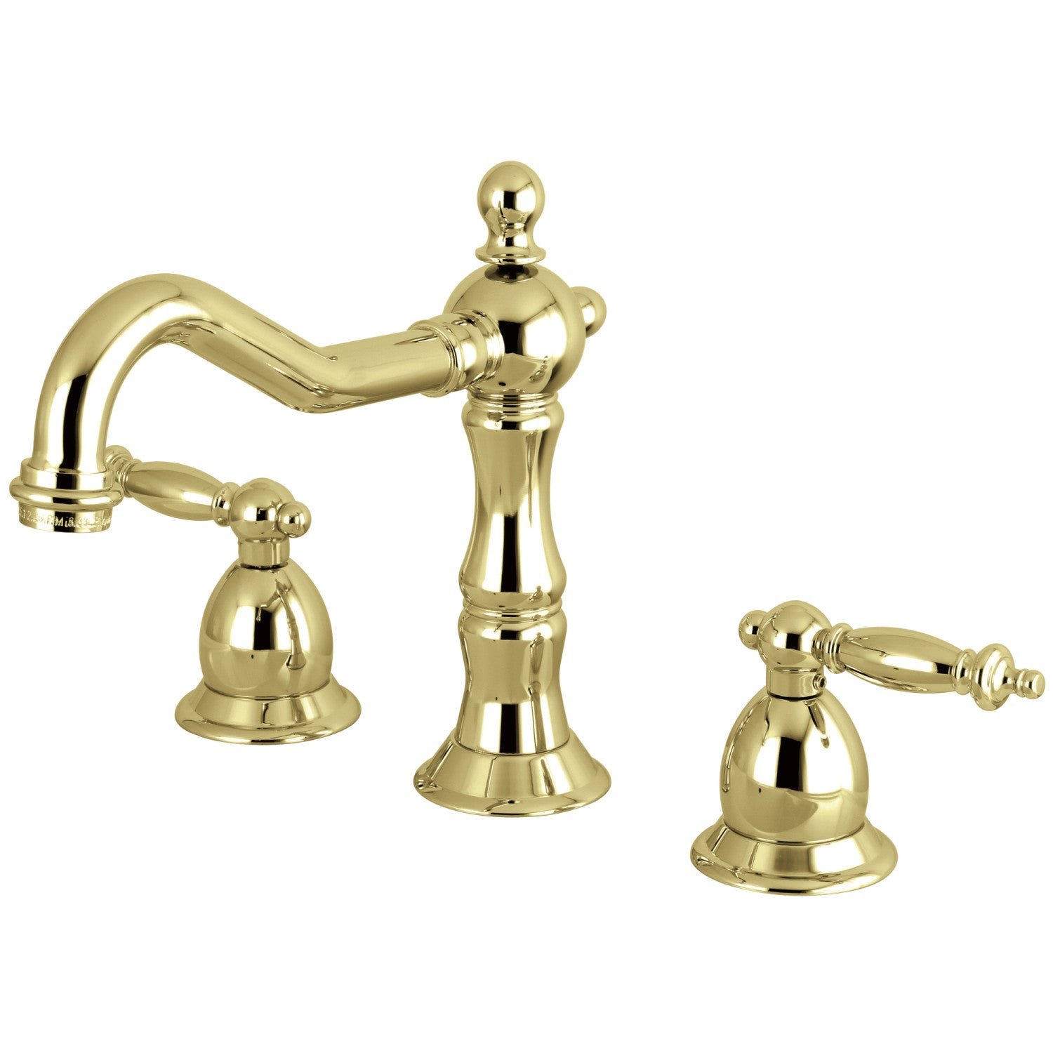 Kingston Heirloom KS1972TL - Heritage Two-Handle 3-Hole Deck Mount Widespread Bathroom Faucet with Brass Pop-Up, Polished Brass — image 1